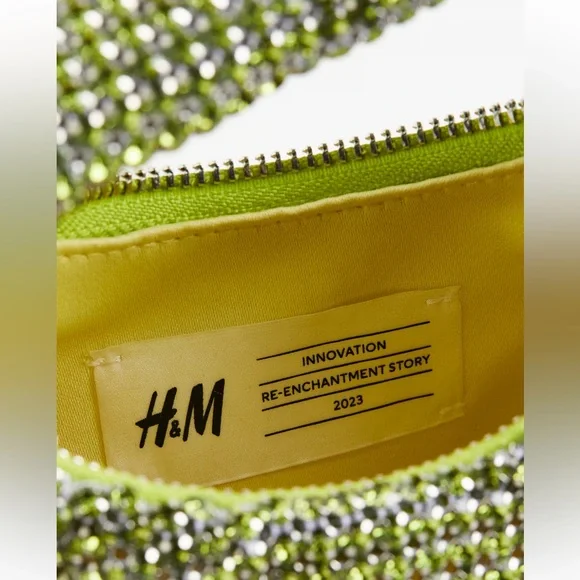 H&M RHINESTONE-EMBELLISHED MINI BAG Lime Green